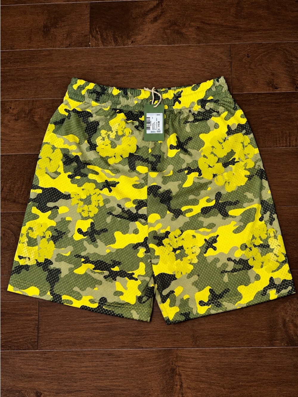 Denim Tears Camo Cotton Wreath Mesh Shorts Yellow